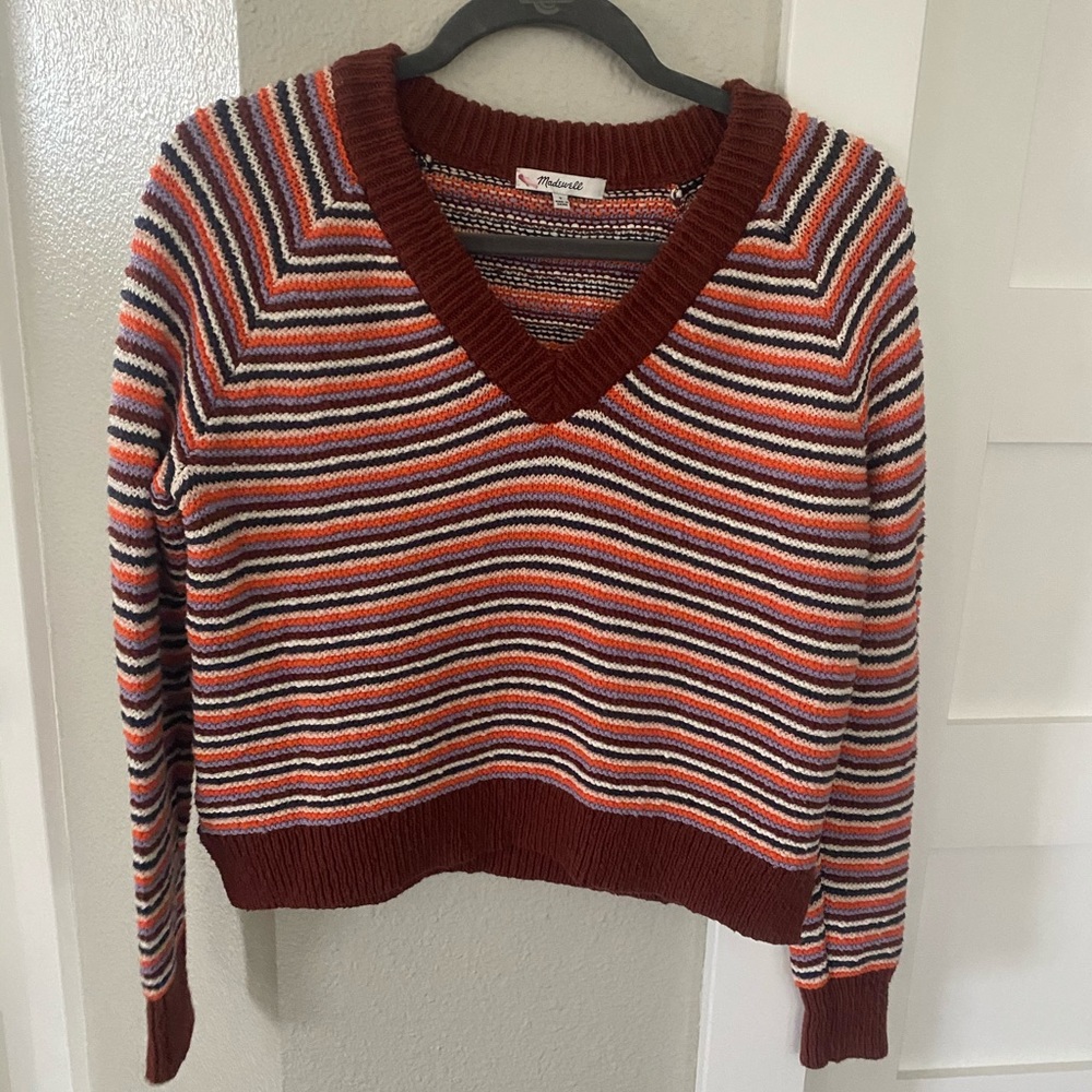 Madewell v-neck striped sweater